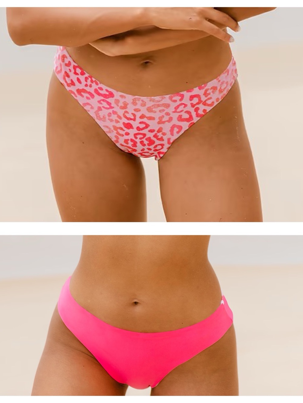 NWOT Cupshe Reversible Bikini Bottoms in Sweet Leopard Pink, Size L